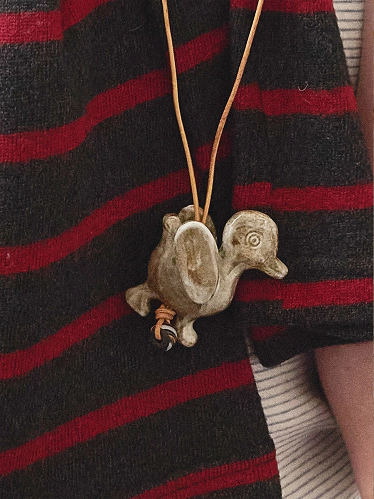 Adjustable Ceramic Necklace with Sweet Hand-Painted Animals – by x chunmei