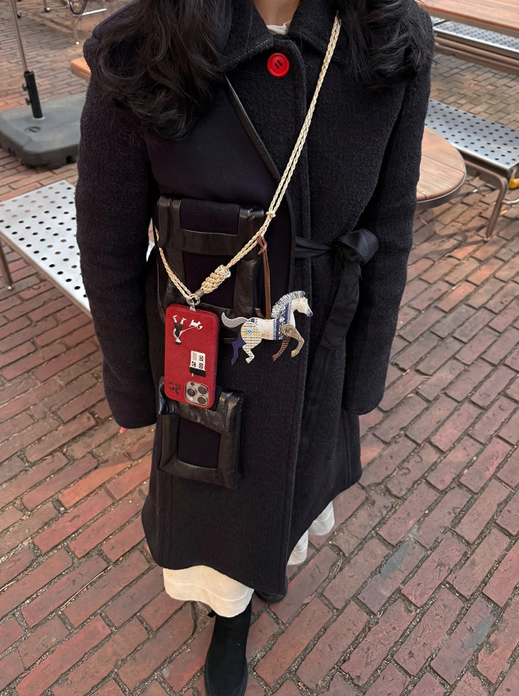 Skiing, Dog-Walking & Riding Theme Design Embroidered Fabric MagSafe Phone Case