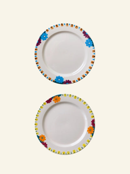 Hand-Painted Ceramic Plate - Charming Floral Art for Display & Serve