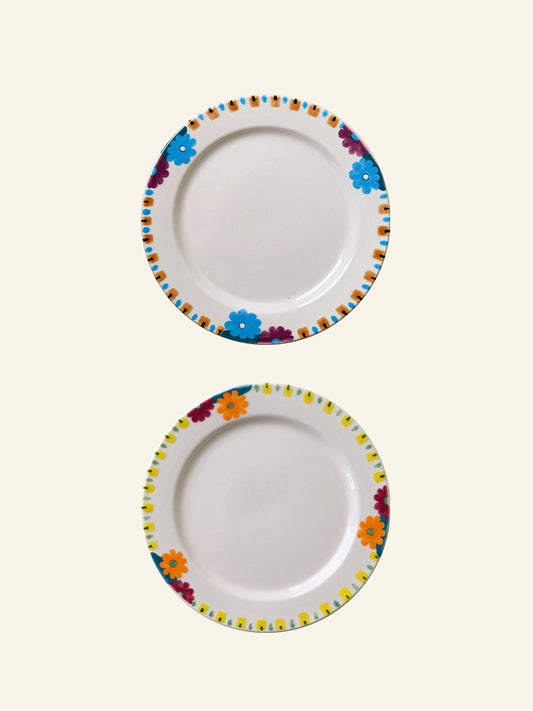 Hand-Painted Ceramic Plate - Charming Floral Art for Display & Serve