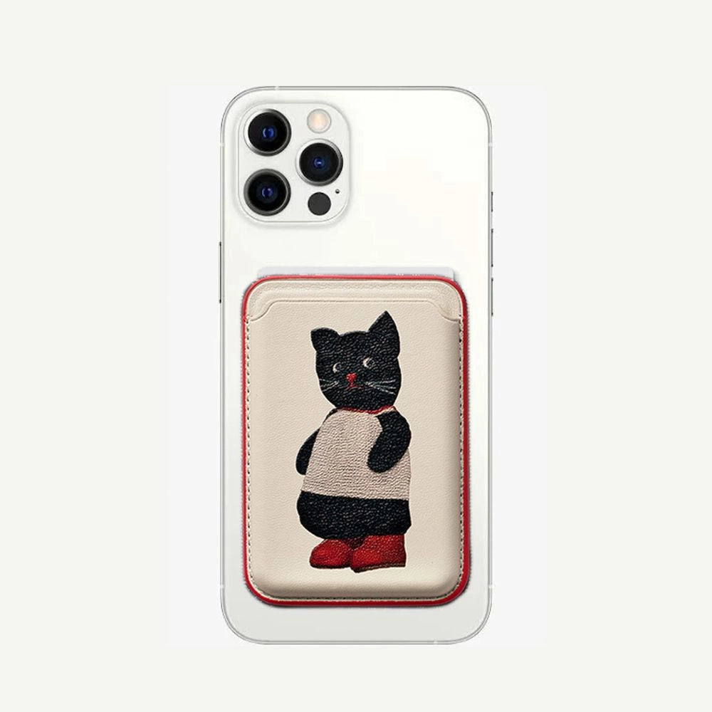 Cat & Apple iPhone MagSafe Card Holder Little Black Cat / iPhone 17 Pro Cat & Apple iPhone MagSafe Card Holder Little Black Cat / iPhone 17 Pro