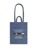 Lightweight Embroidered Tote Bag - Featuring an Ox, Horse & Sheep