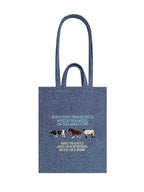 Lightweight Embroidered Tote Bag - Featuring an Ox, Horse & Sheep