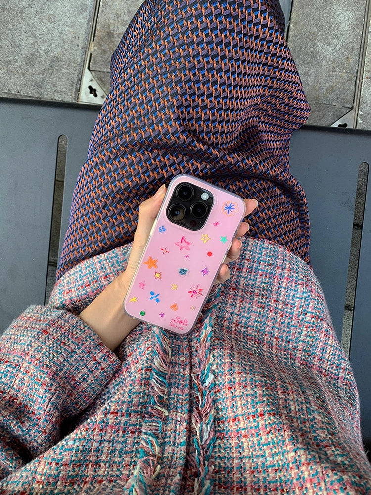 Crayon Stars Phone Case - Whimsical Hand-Drawn Design