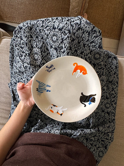 The “Cat Nap” Plate – Hand-Painted Ceramic Dish in a Whimsical Shape