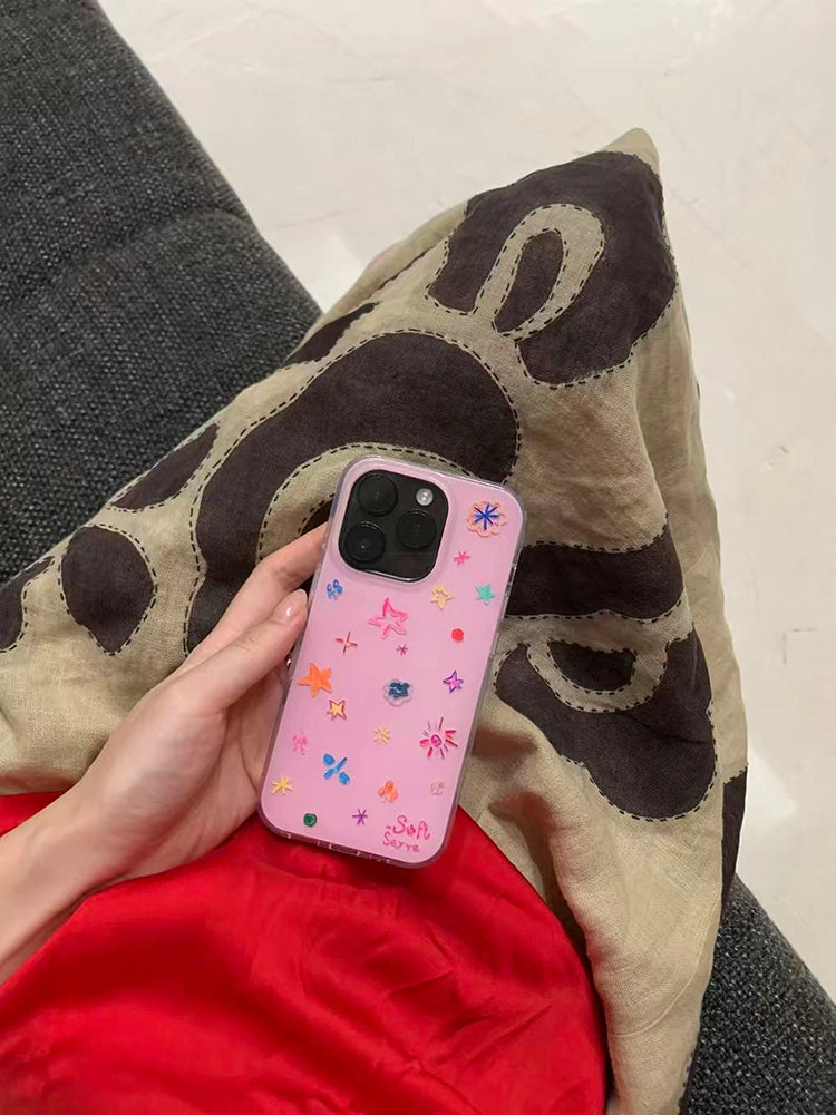 Crayon Stars Phone Case - Whimsical Hand-Drawn Design