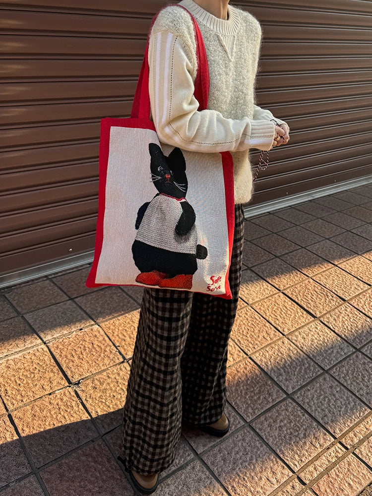 Rethink Black Cat or Puppy Shoulder Bag