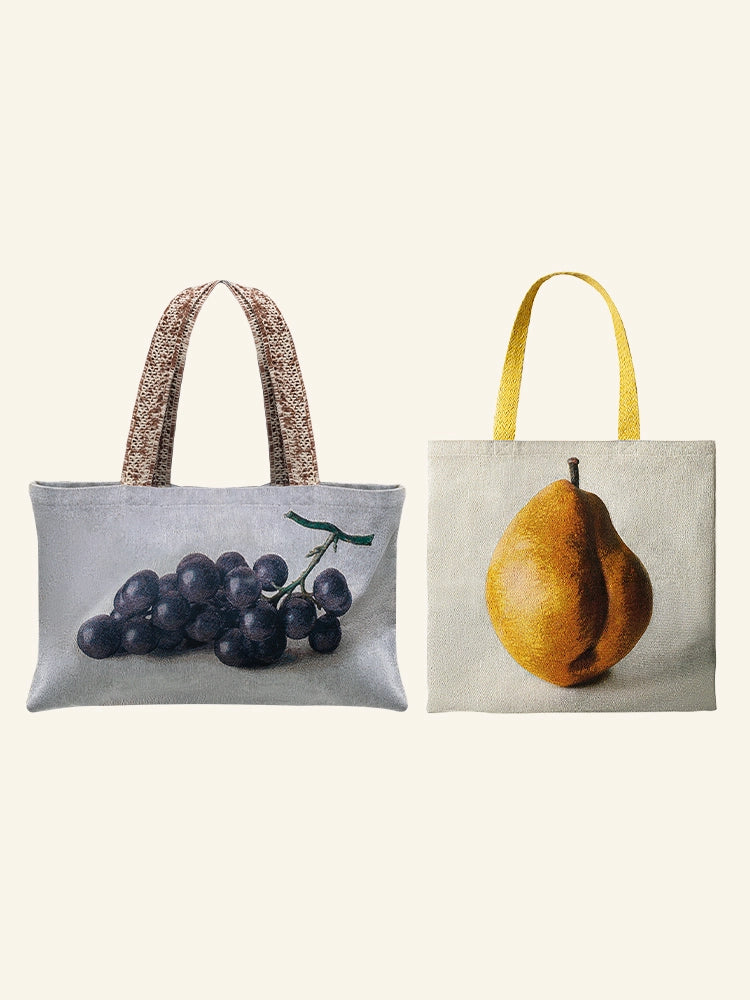 Pear and Grapes Oil Painting Shoulder Bag