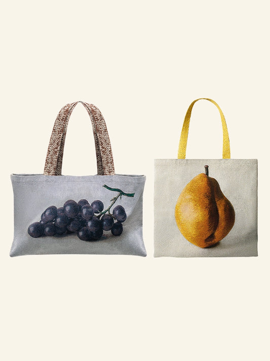 Pear and Grapes Oil Painting Shoulder Bag
