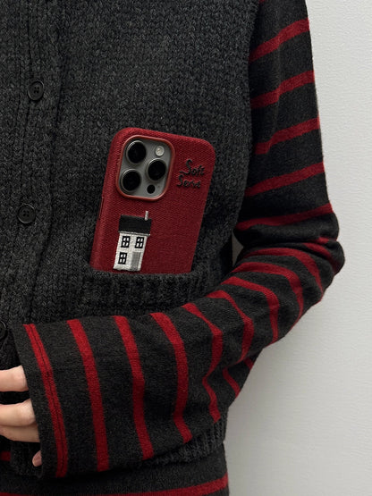 Skiing, Dog-Walking & Riding Theme Design Embroidered Fabric MagSafe Phone Case