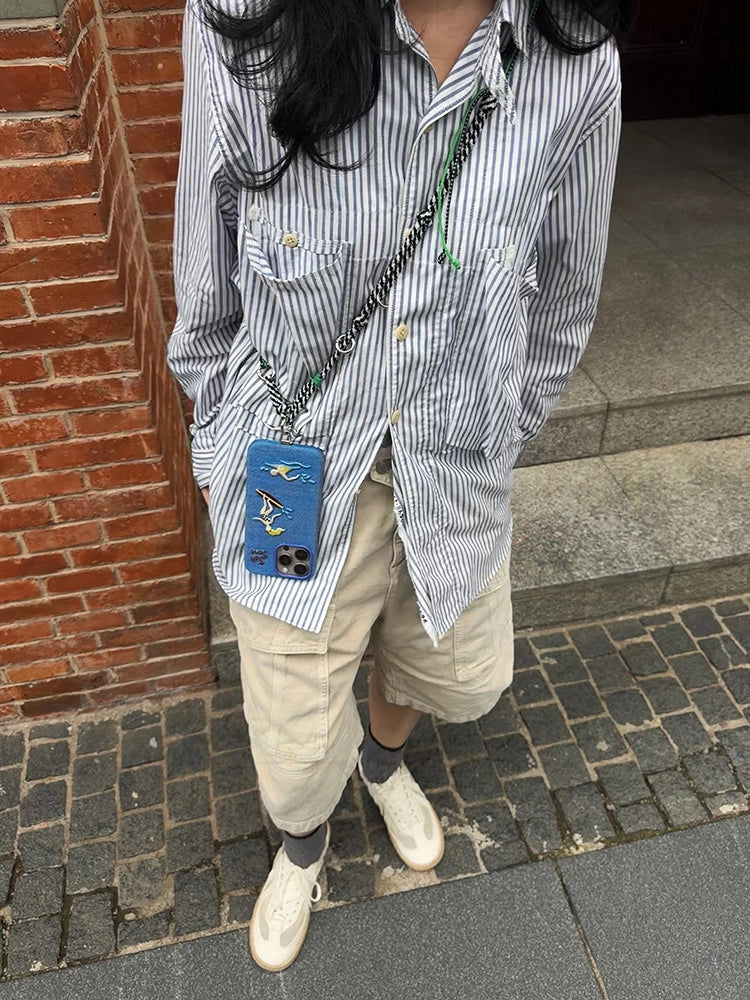 Surf & Tennis Theme Design Embroidered Fabric MagSafe Phone Case