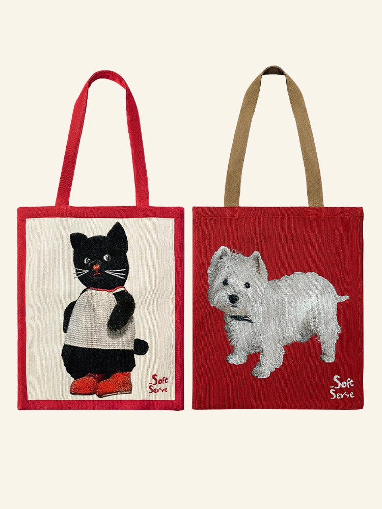 Rethink Black Cat or Puppy Shoulder Bag