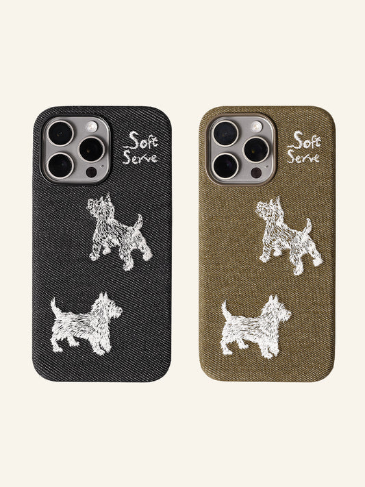 Embroidered Puppy Magnetic Phone Case