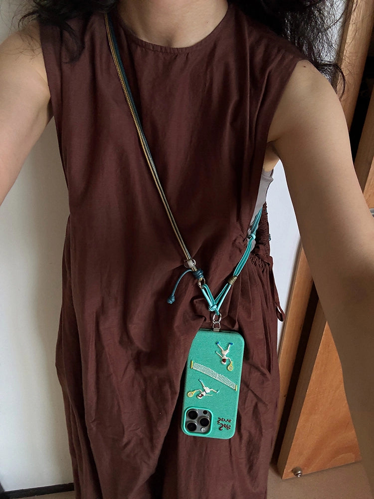 Surf & Tennis Theme Design Embroidered Fabric MagSafe Phone Case