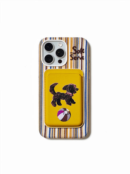 Forest Pocket Embroidery Phone Case + Card Holder