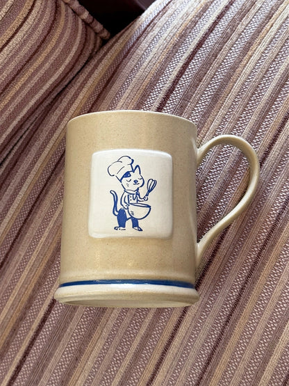 A Cupful of Joy - Hand-Painted Kitty Chef Ceramic Mug by SoftServe