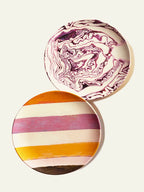 Red Cabbage and Pumpkin Stripes Bamboo Fiber Plates