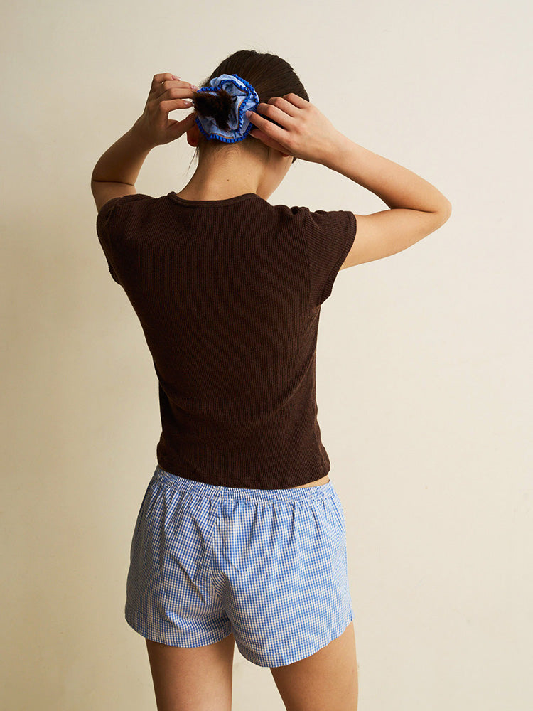 Sorbet Wavy Hemline Scrunchie with Handmade Flowers