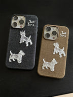 Embroidered Puppy Magnetic Phone Case