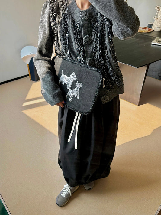 Embroidered Puppy Laptop Bag