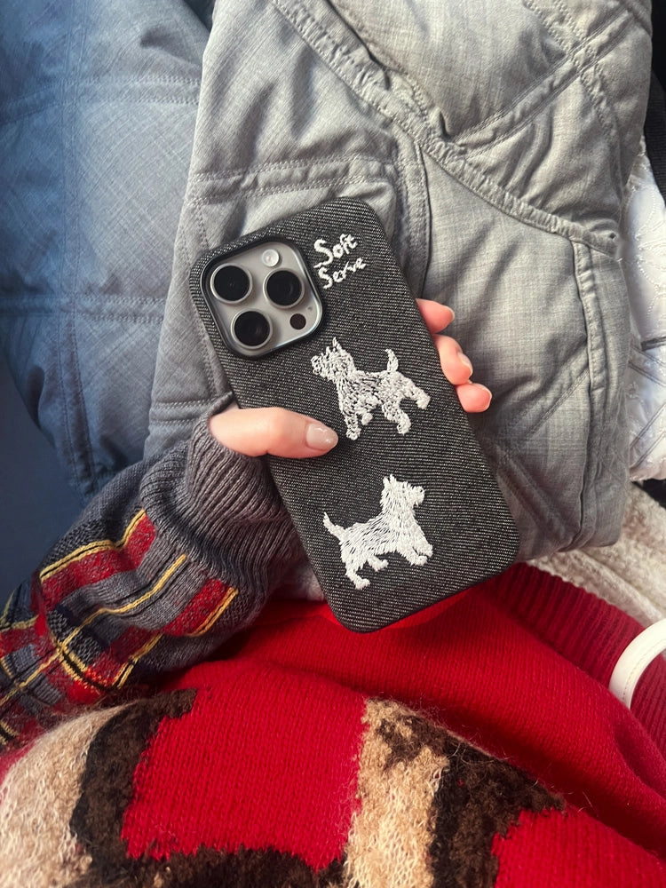 Embroidered Puppy Magnetic Phone Case