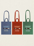 Lightweight Embroidered Tote Bag - Featuring an Ox, Horse & Sheep