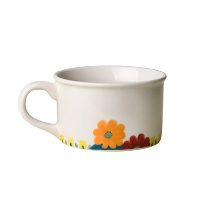 Hand-Painted Floral Art Ceramic Mug & Plate