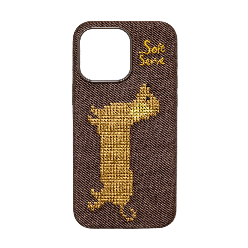 Your Everyday Sweetheart - Chocolate Puppy Cross-Stitch Fabric Phone Case