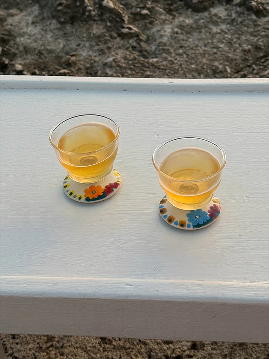 Hand-Painted Ceramic Sake Cup – Charming Floral Design for Your Drink Ritual