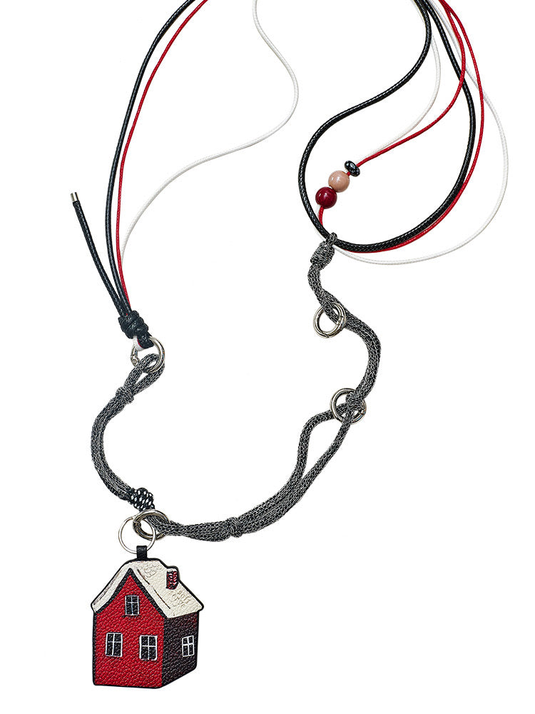 The Puppy & Red House Phone Strap