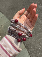 The Berry&Silver Color Dots Twists Phone Strap
