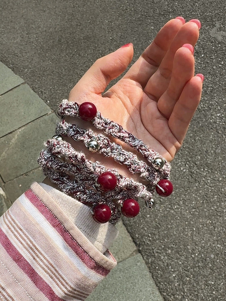 The Berry&Silver Color Dots Twists Phone Strap