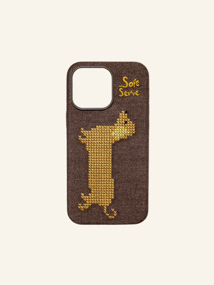 Your Everyday Sweetheart - Chocolate Puppy Cross-Stitch Fabric Phone Case