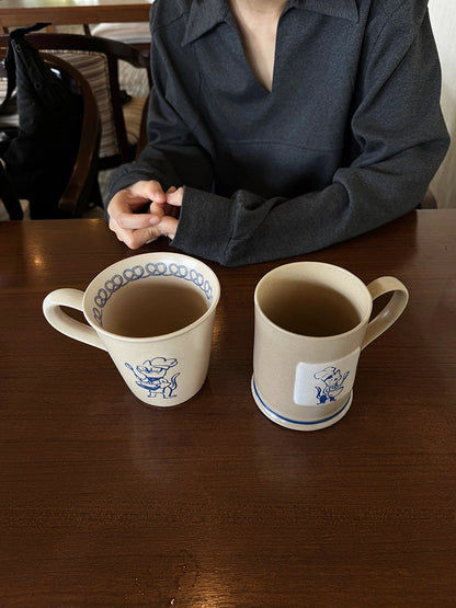 A Cupful of Joy - Hand-Painted Kitty Chef Ceramic Mug by SoftServe