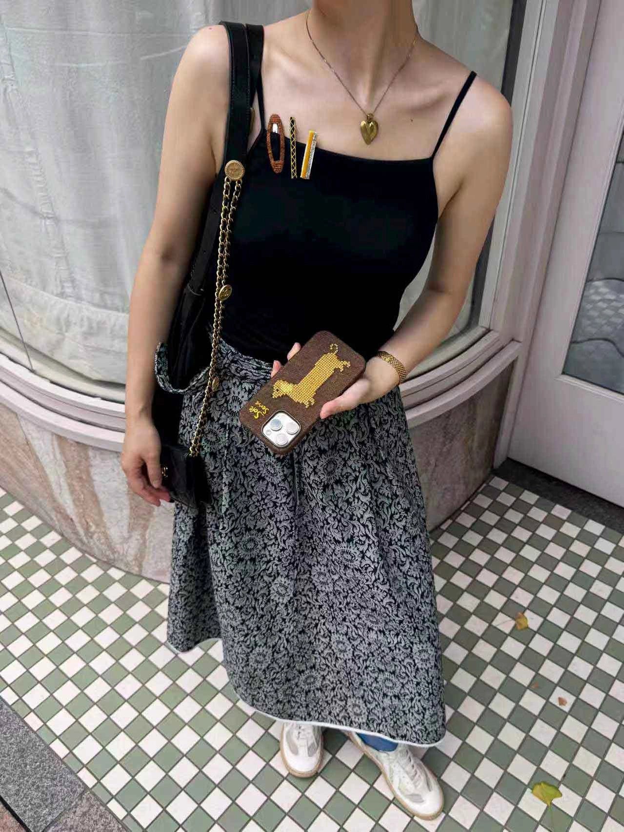 Your Everyday Sweetheart - Chocolate Puppy Cross-Stitch Fabric Phone Case