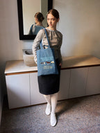 Lightweight Embroidered Tote Bag - Featuring an Ox, Horse & Sheep