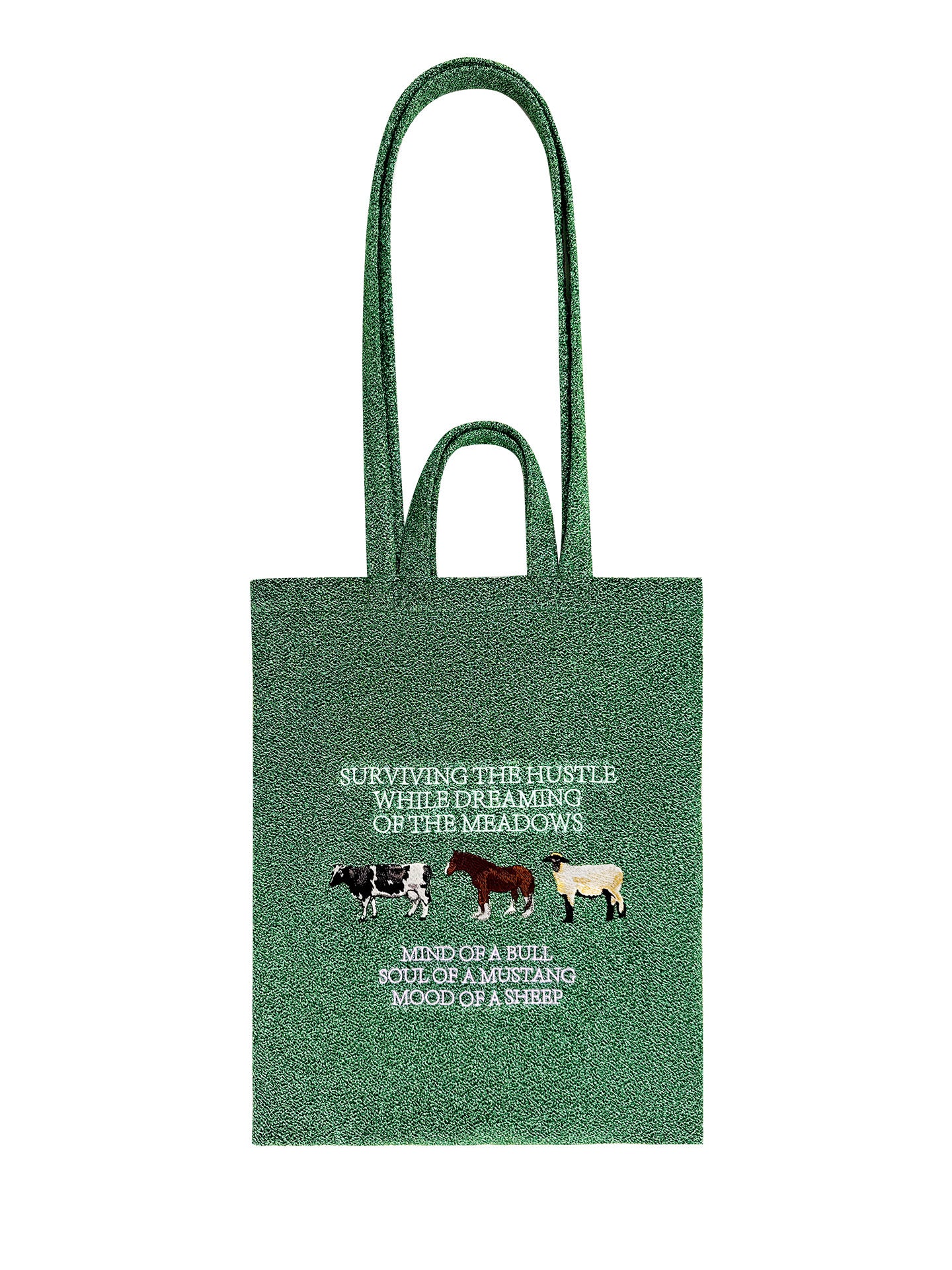Lightweight Embroidered Tote Bag - Featuring an Ox, Horse & Sheep