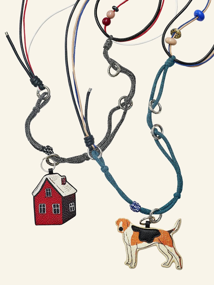 The Puppy & Red House Phone Strap