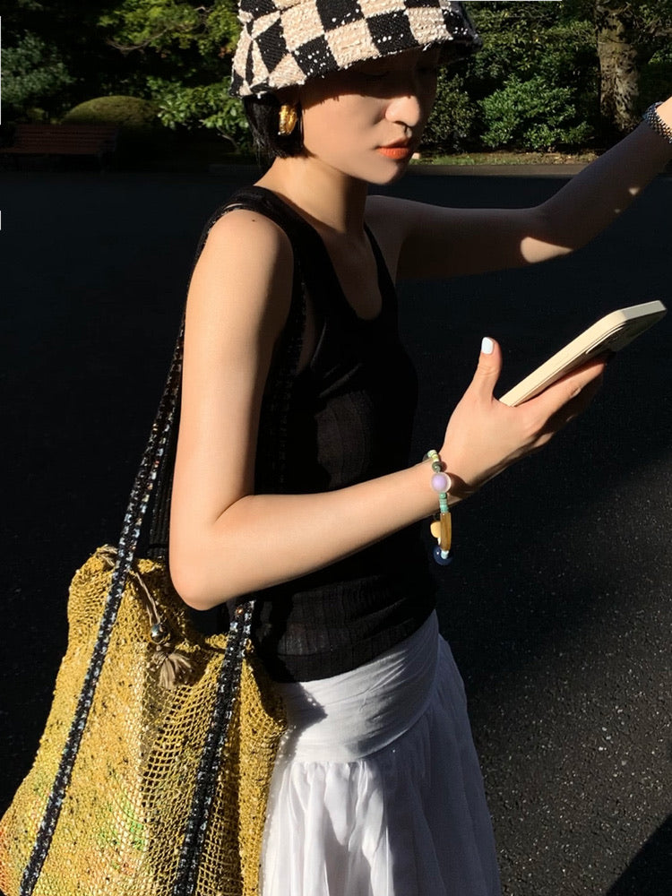 Sorbet Waffle Delicious Waffle Drawstring Mesh Tote Bag