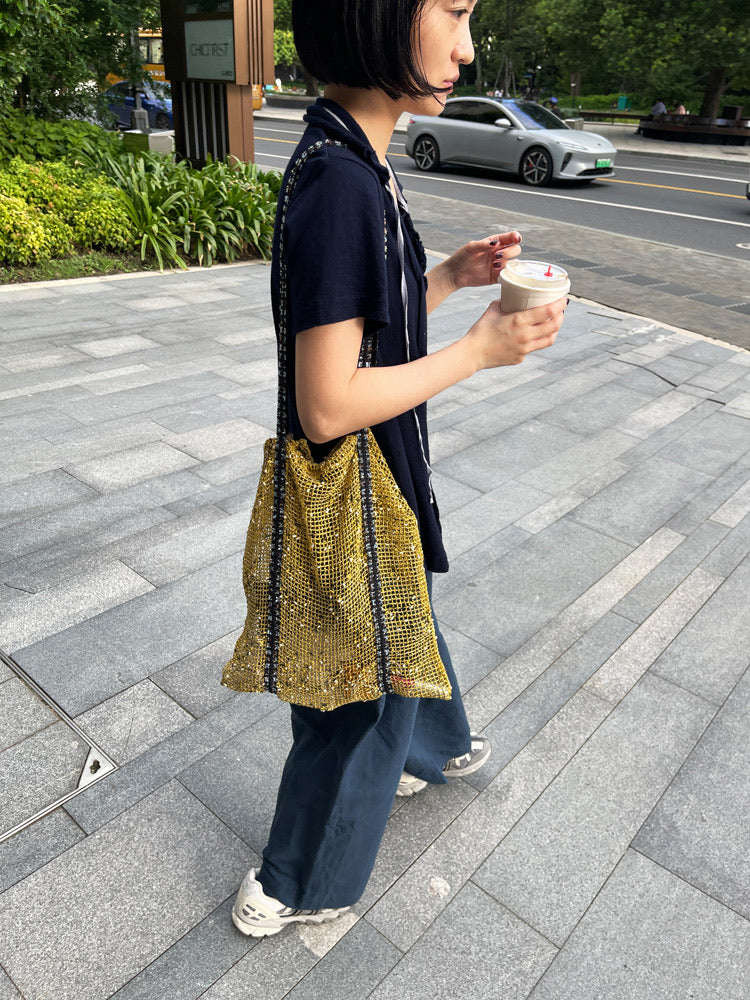 Sorbet Waffle Delicious Waffle Drawstring Mesh Tote Bag