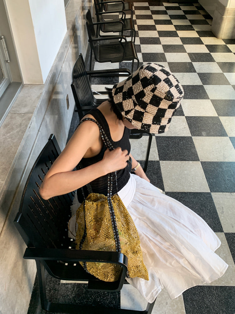 Sorbet Waffle Delicious Waffle Drawstring Mesh Tote Bag