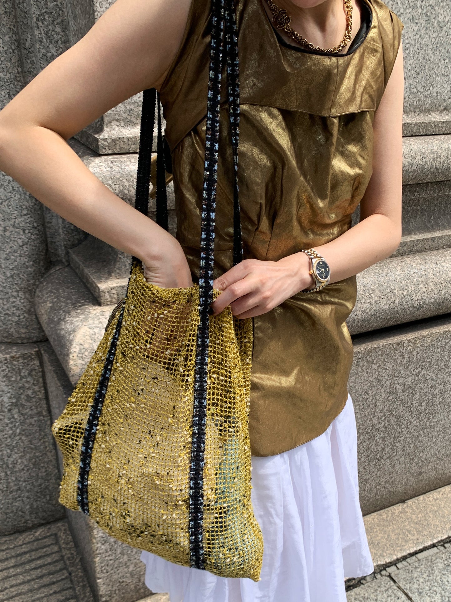 Sorbet Waffle Delicious Waffle Drawstring Mesh Tote Bag