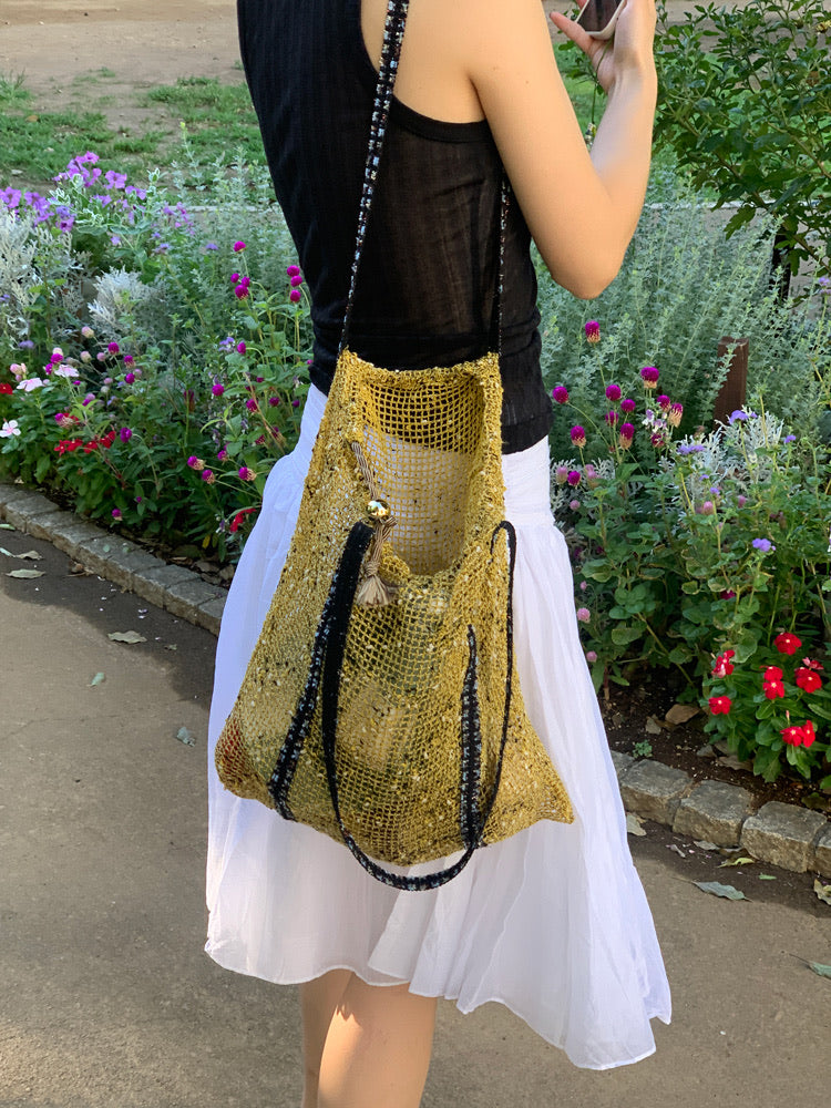 Sorbet Waffle Delicious Waffle Drawstring Mesh Tote Bag