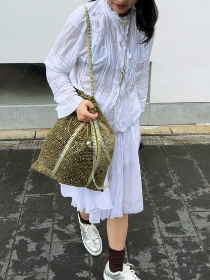 Sorbet Waffle Delicious Waffle Drawstring Mesh Tote Bag