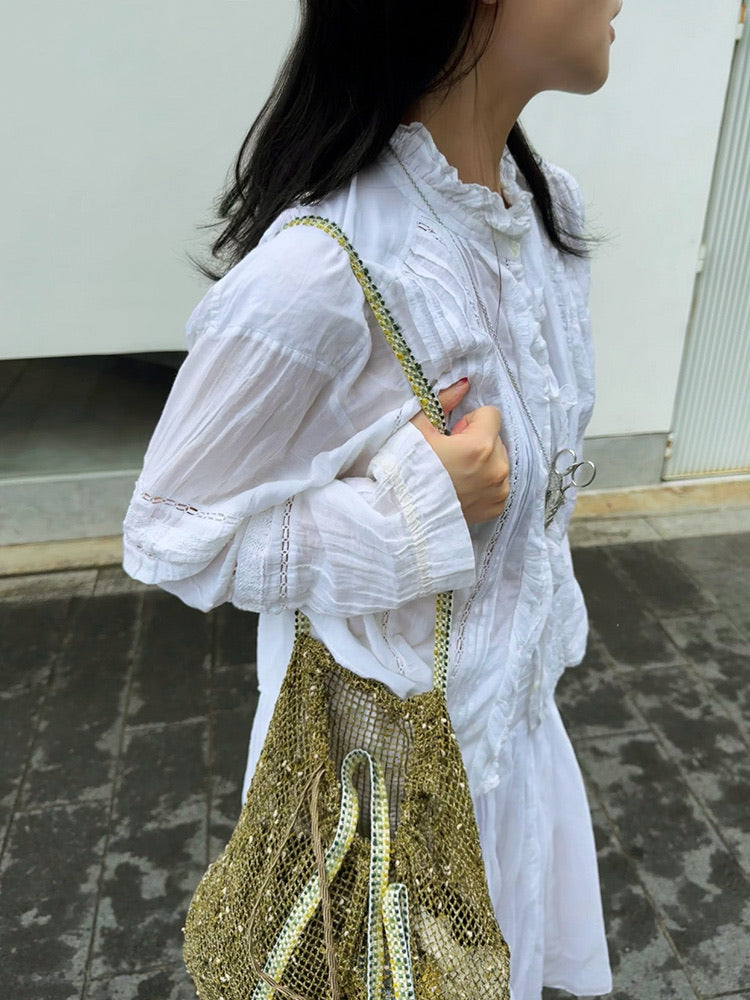 Sorbet Waffle Delicious Waffle Drawstring Mesh Tote Bag