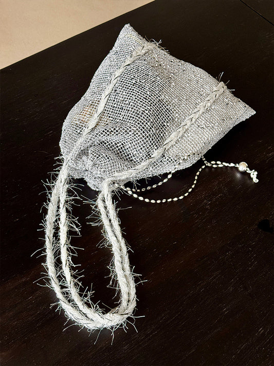 Sorbet Delicious Waffle Shiny Drawstring Mesh Tote Bag