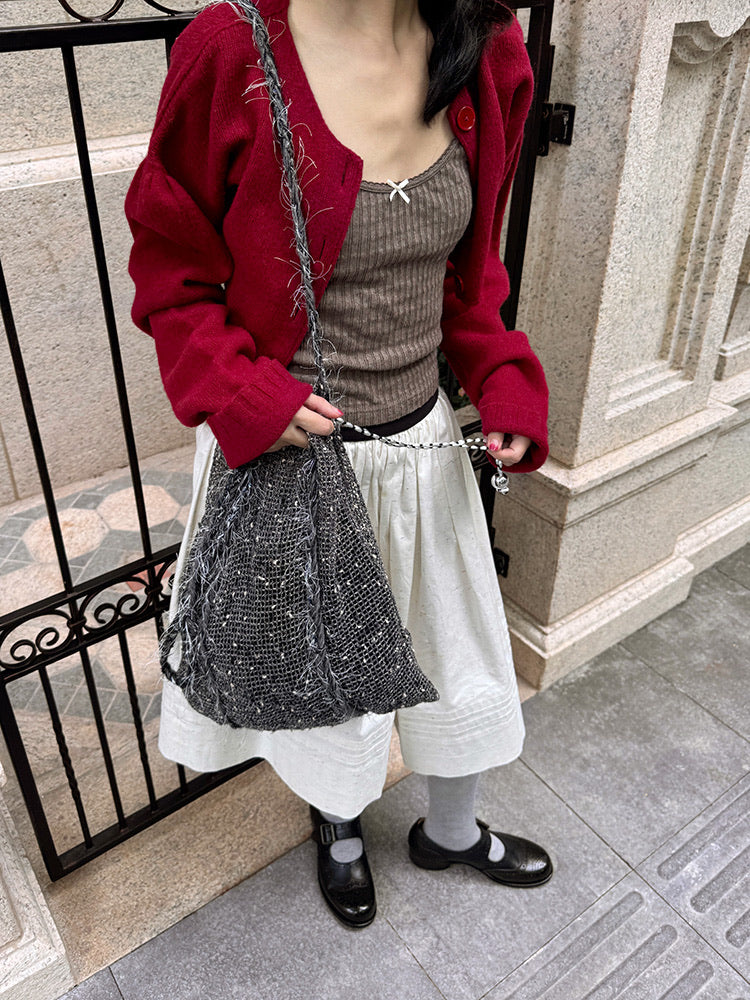 Sorbet Delicious Waffle Shiny Drawstring Mesh Tote Bag