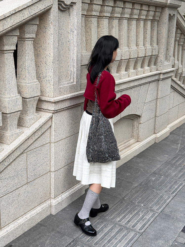 Sorbet Delicious Waffle Shiny Drawstring Mesh Tote Bag