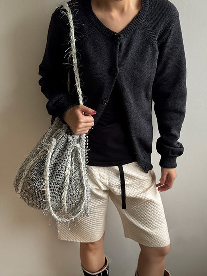 Sorbet Delicious Waffle Shiny Drawstring Mesh Tote Bag