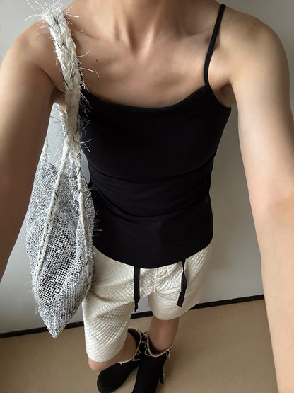 Sorbet Delicious Waffle Shiny Drawstring Mesh Tote Bag